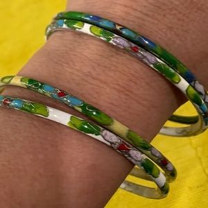 Four Multi-color Floral Stacked Bracelets